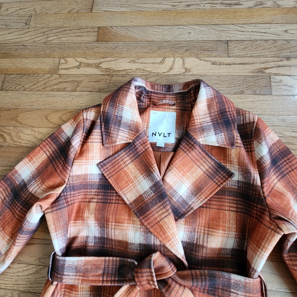 Womens NVLT ANTHROPOLOGIE Plaid Print Overcoat Size Large - Picture 2 of 8